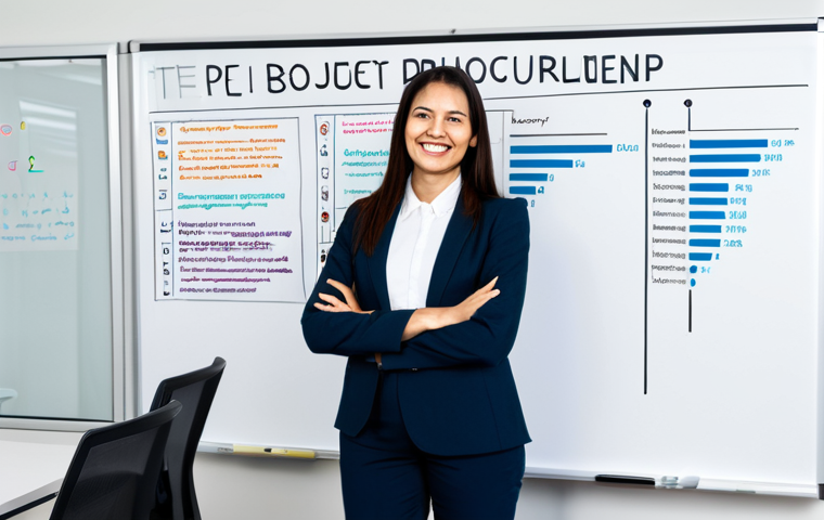 프로젝트 리더십 기술과 성공 사례 - Visionary Leadership in a Modern Office**

"A professional project leader, fully clothed in a modest...