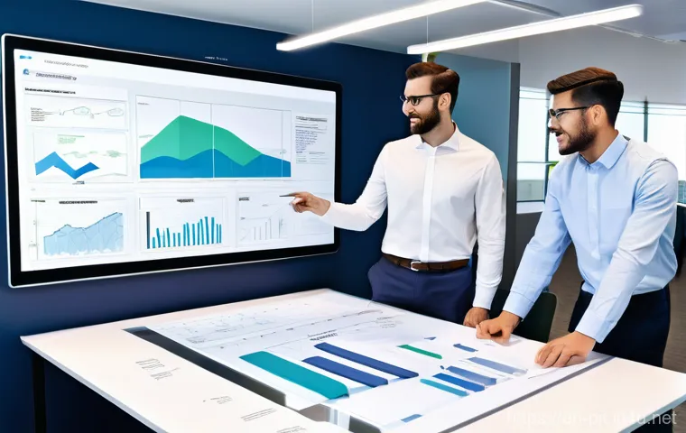 프로젝트 관리 학습을 위한 필수 서적 - **Agile (Scrum/Kanban) Team:** "A vibrant, open-plan office setting featuring a diverse team of six ...