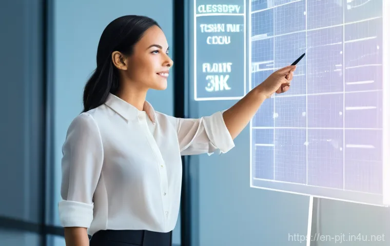 PM이 반드시 알아야 할 시간 관리 스킬 - **Prompt:** A diverse group of project managers (men and women, mid-30s to early 40s, dressed in sma...