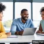 PM이 주도하는 효율적인 팀 빌딩 방법 - **Prompt:** A diverse group of five professionals (three women, two men, varied ethnicities, ages 30...